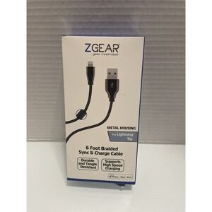 Zgear 6ft Braided Sync‎ Charge Cable For Iphone